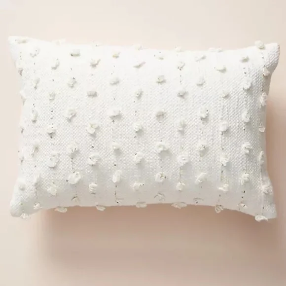 Anthropologie Woven Landen Pillow Cover Case Off White & Gold Rectangle home - Picture 2 of 10